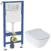 Zestaw Geberit Duofix Delta stelaż podtynkowy WC z  miską Smyle Square bez kołnierza i deską wolnoopadającą (111170002, 500683002)