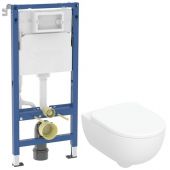 Zestaw Geberit Duofix Delta stelaż podtynkowy WC z miską Selnova Premium bez kołnierza i deską wolnoopadającą (111170002, 502793001)