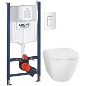 Zestaw Grohe Solido stelaż podtynkowy WC z przyciskiem biel alpejska i miską WC Euro Ceramic z deską wolnoopadającą biały połysk (38971000, 38732SH0, 102510SH00)