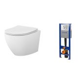Zestaw Cersanit/Mito stelaż podtynkowy i miska WC wisząca ze spłukiwaniem wirowym z deską sedesową i przyciskiem chrom (S701778, S4024001)