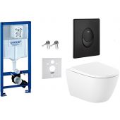 Zestaw Grohe Rapid SL stelaż podtynkowy 3w1 z przyciskiem Start czarnym i miską Roca Ona z deską  (38539001, 38964KF0, A34H688000)