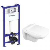 Zestaw Oltens Ribe miska WC z deską Slim i stelaż podtynkowy Oltens Triberg (50001000, 42011000)