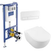 Zestaw Villeroy & Boch Subway 2.0 Combi-Pack stelaż podtynkowy miska WC wisząca z deską i przycisk biały ( 92242700, 5614R2R1, 92249068)