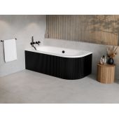 Zestaw Besco Avita wanna narożna 179,5x80 cm z ryflowaną obudową lewa biały/czarny (#WAV180NL, OAV-180-NSCR)