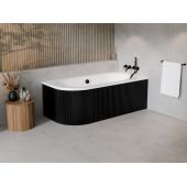 Zestaw Besco Avita wanna narożna 169x75 cm z ryflowaną obudową prawa biały/czarny (#WAV170NP, OAV170NSCR)