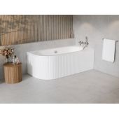 Zestaw Besco Avita wanna narożna 150x74,7 cm z ryflowaną obudową prawa biały (#WAV150NP, OAV150NSR)
