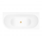 Zestaw Oltens Hulda wanna narożna 160x75 cm prostokątna z pokrywą korka biały połysk/złoto szczotkowane (11002000, 09002810)