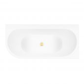 Zestaw Oltens Hulda wanna narożna 160x75 cm prostokątna z pokrywą korka biały połysk/złoty połysk (11002000, 09002800)