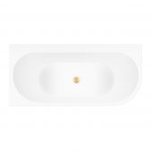 Zestaw Oltens Hulda wanna narożna 160x75 cm z pokrywą korka biały połysk/złoto szczotkowane (11003000, 09002810)