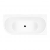 Zestaw Oltens Hulda wanna narożna 170x80 cm prostokątna z pokrywą korka biały połysk/czarny mat (11004000, 09002300)