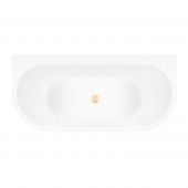 Zestaw Oltens Hulda wanna przyścienna 160x75 cm z pokrywą korka biały połysk/złoty połysk (12020000, 09002800)