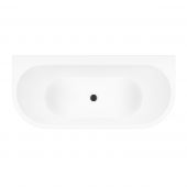 Zestaw Oltens Hulda wanna przyścienna 170x80 cm z pokrywą korka biały połysk/czarny mat (12021000, 09002300)