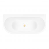 Zestaw Oltens Hulda wanna przyścienna 170x80 cm z pokrywą korka biały połysk/ złoty połysk (12021000, 09002800)