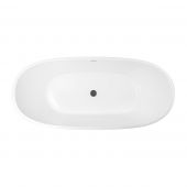 Zestaw Oltens Stora wanna wolnostojąca 170x78 cm owalna z pokrywą korka biały połysk/grafit (12001000, 09002400)