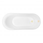 Zestaw Oltens Gocta wanna wolnostojąca 170x78 cm z pokrywą przelewu i pokrywą korka biały połysk/złoto szczotkowany (12003000, 09004810, 09002810)