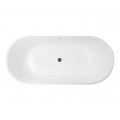 Zestaw Oltens Inga wanna wolnostojąca 177x80 cm owalna z pokrywą korka z pokrywą korka biały połysk/grafit ( 12004000, 09002400)