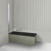 Oltens Langfoss Sela zestaw wanna prostokątna 140x70 cm akrylowa czarny mat z parawanem nawannowym 115 cm 2-częściowy chrom 18000300