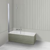 Oltens Langfoss Sela zestaw wanna prostokątna 140x70 cm akrylowa biały mat z parawanem nawannowym 115 cm 2-częściowy chrom 18000900