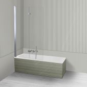 Oltens Langfoss Sela zestaw wanna prostokątna 150x70 cm akrylowa biała z parawanem nawannowym 115 cm 2-częściowy chrom 18001000