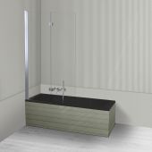 Oltens Langfoss Sela zestaw wanna prostokątna 150x70 cm akrylowa czarny mat z parawanem nawannowym 115 cm 2-częściowy chrom 18001300