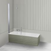 Oltens Langfoss Sela zestaw wanna prostokątna 160x70 cm akrylowa biała z parawanem nawannowym 115 cm 2-częściowy chrom 18002000