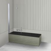 Oltens Langfoss Sela zestaw wanna prostokątna 170x70 cm akrylowa czarny mat z parawanem nawannowym 115 cm 2-częściowy chrom 18003300