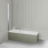 Oltens Langfoss Sela zestaw wanna prostokątna 170x70 cm akrylowa biały mat z parawanem nawannowym 115 cm 2-częściowy chrom 18003900