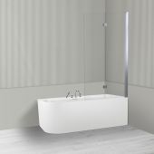 Oltens Hulda Sela zestaw wanna wolnostojąca narożna 160x75 cm akrylowa prawa biała z parawanem nawannowym 115 cm 2-częściowy chrom 18007000