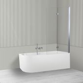 Oltens Hulda Sela zestaw wanna wolnostojąca narożna 170x80 cm akrylowa prawa biała z parawanem nawannowym 115 cm 2-częściowy chrom 18009000