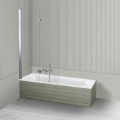 Oltens Lykke Sela zestaw wanna prostokątna 170x75 cm akrylowa biała z parawanem nawannowym 115 cm 2-częściowy chrom 18013000