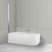 Oltens Hulda Sela zestaw wanna wolnostojąca narożna 170x80 cm akrylowa lewa biała z parawanem nawannowym 115 cm 2-częściowy chrom 18016000