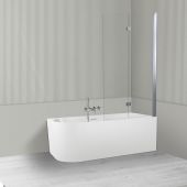 Oltens Delva Sela zestaw wanna wolnostojąca narożna 150x75 cm akrylowa prawa biała z parawanem nawannowym 115 cm 2-częściowy chrom 18017000