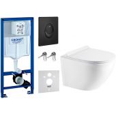 Zestaw Grohe Rapid SL stelaż podtynkowy 3w1 z przyciskiem Start czarnym i miską Oltens Hamnes z deską wolnoopadającą (38539001, 42013000, 45100000, 38964KF0)