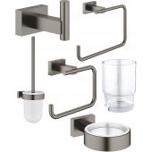 Grohe Essentials Cube zestaw akcesoriów łazienkowych brushed hard graphite (40511AL1, 40507AL1, 40508AL1, 40372001, 40513AL1, 40510AL1)