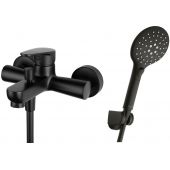 Zestaw Hagser Della bateria wannowo-prysznicowa ścienna z kompletem natryskowym Andrea Birgit czarny mat HGR47000036