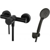 Zestaw Hagser Lisa bateria prysznicowa ścienna z kompletem natryskowym Lara Birgit czarny mat HGR63000036