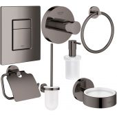 Zestaw Grohe Skate Cosmopolitan przycisk spłukujący z zestawem akcesoriów Essentials brushed hard graphite (38732AL0, 40364AL1, 40367AL1, 40374AL1, 40365AL1, 40369AL1, 40394AL1)