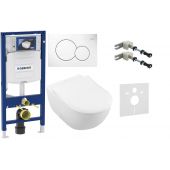 Zestaw Villeroy & Boch Subway 2.0 miska WC wisząca z deską i stelaż podtynkowy Geberit Duofix z przyciskiem spłukującym Sigma01 biały alpin (5614R2R1, 111320005, 115770115, 111815001, 156050001)