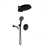 Oltens Katla zestaw bateria wannowo-prysznicowa podtynkowa z deszczownicą Regna i słuchawką 3-funkcyjną Luva EasyClick czarny mat 36067300
