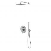 Zestaw Oltens Molle bateria wannowo-prysznicowa podtynkowa z deszczownicą 30 cm Vindel i kompletem prysznicowym Ume nikiel 36600910