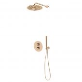 Zestaw Oltens Katla bateria podtynkowa termostatyczna z deszczownicą 30 cm Vindel i kompletem prysznicowym Ume miedź szczotkowana 36608610