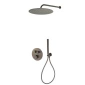 Zestaw Oltens Onega bateria podtynkowa termostatyczna z deszczownicą 30 cm Vindel i kompletem prysznicowym Ume grafit 36617400