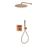 Zestaw Oltens Onega (S) bateria podtynkowa termostatyczna z deszczownicą 30 cm Vindel  i kompletem prysznicowym Ume miedź szczotkowana 36620610