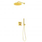 Zestaw Oltens Onega (S) bateria podtynkowa termostatyczna z deszczownicą 30 cm Vindel  i kompletem prysznicowym Ume złoto szczotkowane 36620810