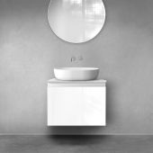 Zestaw Oltens Vernal szafka 60 cm podumywalkowa wisząca z blatem Tera biały połysk/jasny marmur 68710000