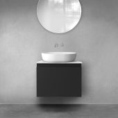 Zestaw Oltens Vernal szafka 60 cm podumywalkowa wisząca z blatem Tera czarny mat/jasny marmur 68710300