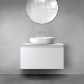 Zestaw Oltens Vernal szafka 80 cm podumywalkowa wisząca z blatem Tera szary mat/jasny marmur 68711700