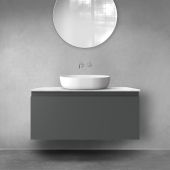 Zestaw Oltens Vernal szafka 100 cm podumywalkowa z blatem Tera wisząca grafit mat/jasny marmur 68712400