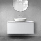 Zestaw Oltens Vernal szafka 100 cm podumywalkowa wisząca z blatem Tera szary mat/jasny marmur 68712700