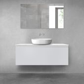 Zestaw Oltens Vernal szafka 120 cm podumywalkowa wisząca z blatem Tera szary mat/jasny marmur 68713700